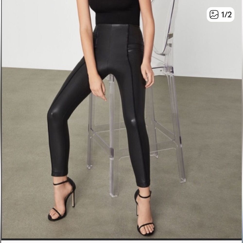 Revolve BCBGMAXAZRIA Black Faux Napa Leather Pull On Leggings